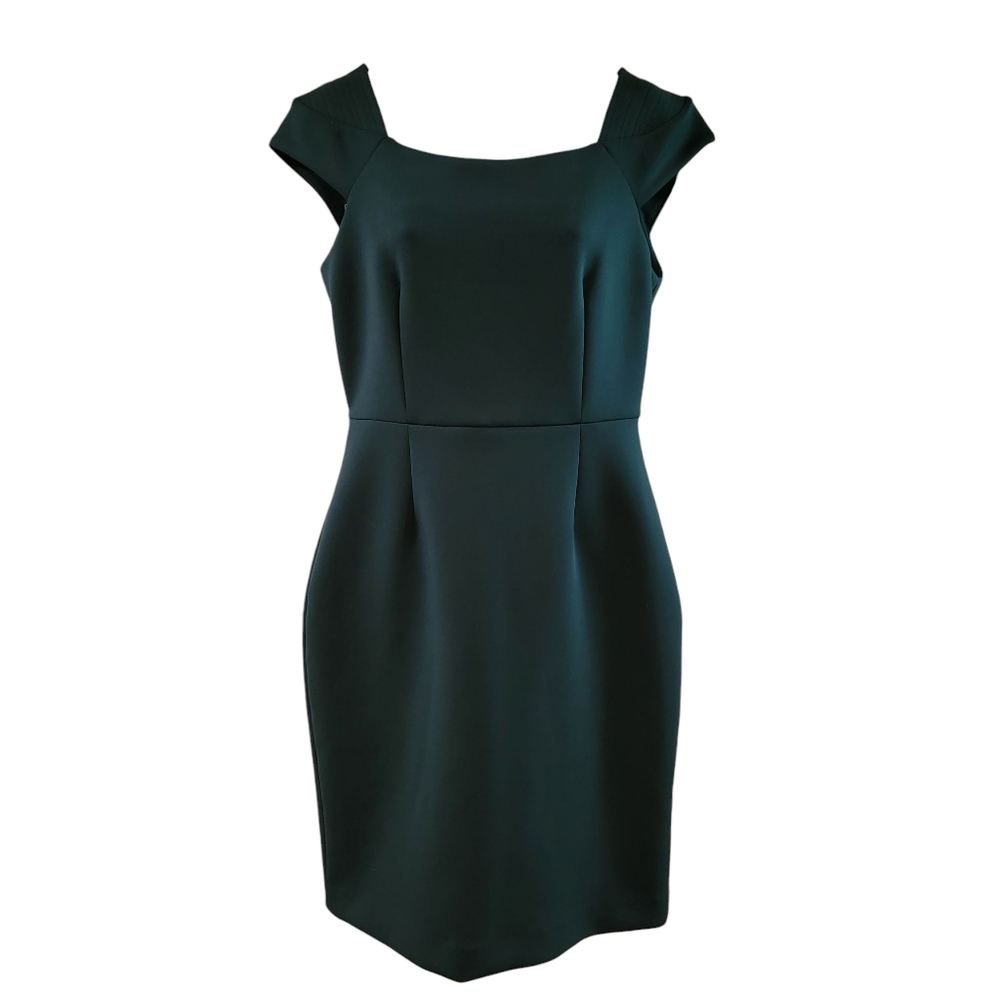 Calvin‎ Klein Green Scuba Cap Sleeve Sheath Dress Size 8 - Picture 2 of 11